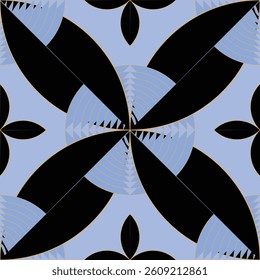 Luxury Vector Seamless Pattern Digital Paper with Monogram Flowers and Circles in Elegant Gold and Black – High-Quality Ornate Design for Branding, Packaging, Invitations, and Backgrounds