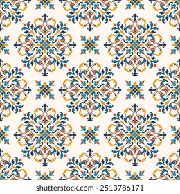 Patrón sin costuras de Vector de lujo. Ornamento, tradicional, étnico, árabe, turco, motivos indios. Ideal para tela y textiles, Fondo de pantalla, diseño de embalaje o cualquier idea deseada.