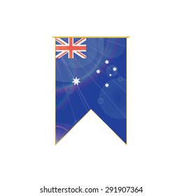 Luxury vertical ribbon with Australia flag framed in gold