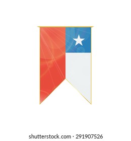 Luxury vertical ribbon with Chile flag framed in gold