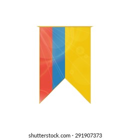 Luxury vertical ribbon with Colombia flag framed in gold