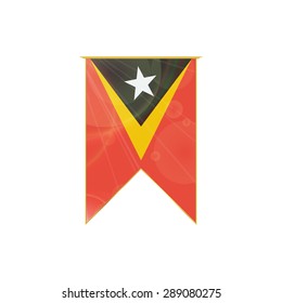 Luxury vertical ribbon with East Timor  flag framed in gold