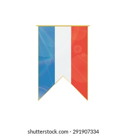 Luxury vertical ribbon with France flag framed in gold