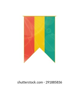 Luxury vertical ribbon with Guinea flag framed in gold