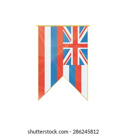 Luxury vertical ribbon with Hawaii flag framed in gold