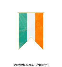 Luxury Vertical Ribbon With Ireland Flag Framed In Gold