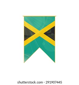 Luxury vertical ribbon with Jamaica flag framed in gold