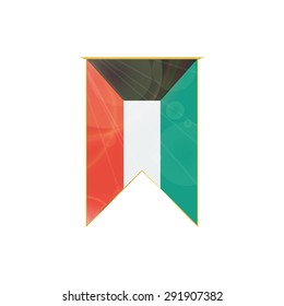 Luxury vertical ribbon with Kuwait flag framed in gold
