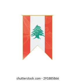 Luxury vertical ribbon with Lebanon flag framed in gold