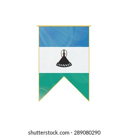 Luxury vertical ribbon with Lesotho flag framed in gold