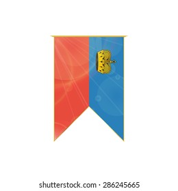 Luxury vertical ribbon with Lichtenstein flag framed in gold