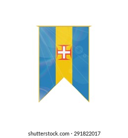 Luxury vertical ribbon with Madeira flag framed in gold