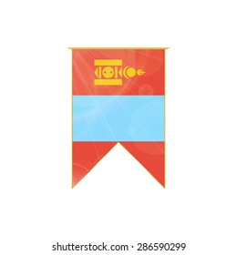Luxury vertical ribbon with Mongolia flag framed in gold