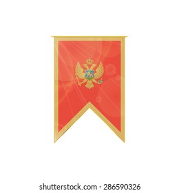 Luxury vertical ribbon with Montenegro flag framed in gold