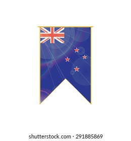 Luxury vertical ribbon with New Zealand flag framed in gold