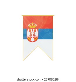 Luxury vertical ribbon with Serbia flag framed in gold