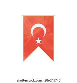 Luxury vertical ribbon with Turkey flag framed in gold