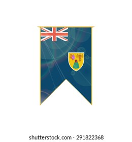 Luxury vertical ribbon with Turks and Caicos Islands flag framed in gold