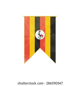 Luxury vertical ribbon with Uganda flag framed in gold
