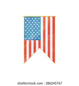 Luxury vertical ribbon with USA flag framed in gold