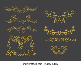 luxury victorian golden calligraphic vector design elements.outline artistic element collection