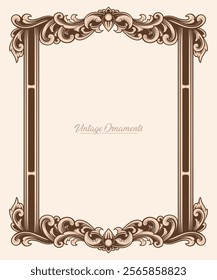 Luxury victorian ornaments frame vector design. Vintage monochrome colour