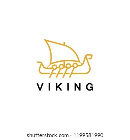 Luxury viking warship logo template sailboat