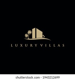 luxury villas hotel logo design vector