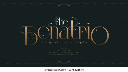 Luxury vintage alphabet letters font and number. Typography elegant classic lettering serif fonts decorative wedding retro concept. vector illustration