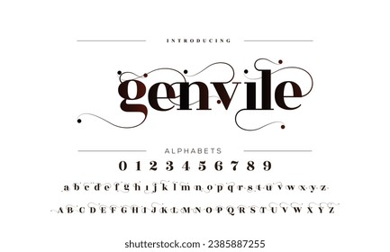 Luxury vintage alphabet letters font and number. Typography elegant classic lettering serif fonts decorative wedding retro concept. vector illustration