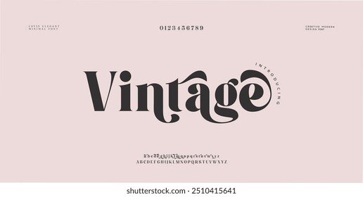 Luxo vintage alfabeto letras fonte e número. Tipografia elegante clássico lettering serif fontes decorativo vintage conceito retro. ilustração vetorial