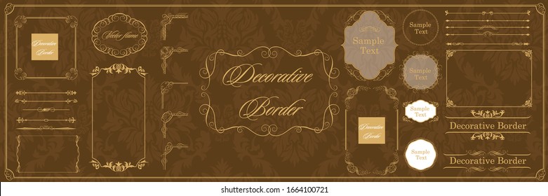 Luxury vintage antique ornament frame, decorative corner material set, European decorative border, cover template, calligraphic illustration, damask back ground,vector data.