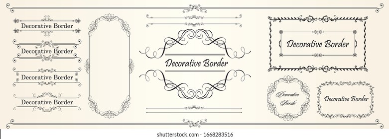 Luxury vintage antique ornament frame, decorative corner material set, European decorative border, cover template, calligraphic illustration, damask back ground,vector data.