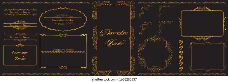 Luxury vintage antique ornament frame, decorative corner material set, European decorative border, cover template, calligraphic illustration, damask back ground,vector data.