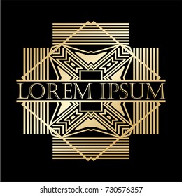 Luxury vintage art deco golden vector frame. Label for logo, badge for club, bar, cafe, restaurant, hotel, boutique.