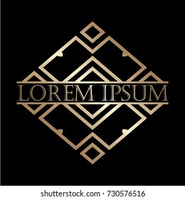 Luxury vintage art deco golden vector frame. Label for logo, badge for club, bar, cafe, restaurant, hotel, boutique.