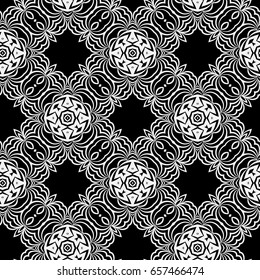 luxury vintage background. seamless vector pattern. black, white color. for wallpaper, design, textile