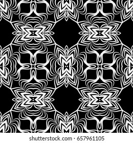 luxury vintage background. seamless vector pattern. black, white color. for wallpaper, design, textile