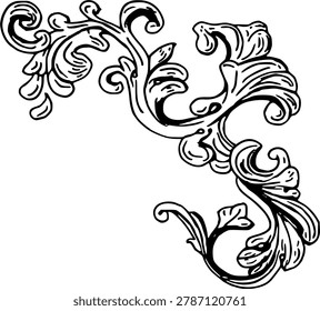 Luxury vintage baroque scroll flourish architectural ornament element