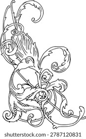 Luxury vintage baroque scroll flourish architectural ornament element