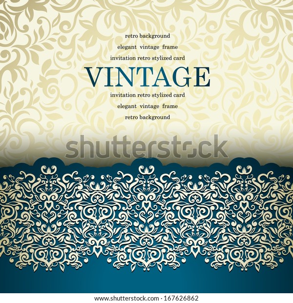 Luxury vintage card with floral lace border.\
Seamless background