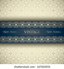 Luxury vintage card. Seamless ornamental background, Vintage frame