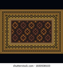 Luxury vintage carpet with oriental ornaments in brown tones with beige and burgundy patterns on a black background