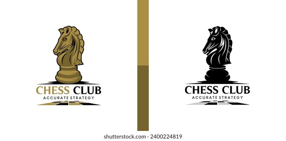 Luxury vintage classic knight chess logo design, chess sport logo