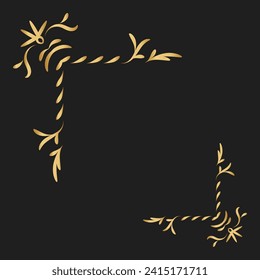 Luxury vintage corner frame gold color vector element. Classic swirl divider pattern ornament. Filigree design calligraphic decoration for frame, greeting card, invitation, menu, certificate.