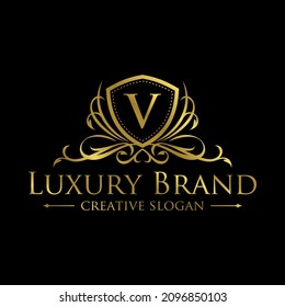 Luxury vintage crest logo. Calligraphic royal emblems and elements elegant decor. Vector crest monogram ornament for letter
