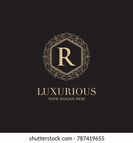Luxury vintage crest logo. Calligraphic royal emblems and elements elegant decor. Vector crest monogram ornament for letter