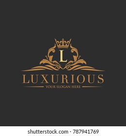 Luxury vintage crest logo. Calligraphic royal emblems and elements elegant decor. Vector crest monogram ornament for letter