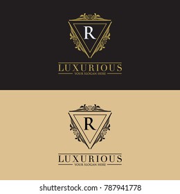 Luxury vintage crest logo. Calligraphic royal emblems and elements elegant decor. Vector crest monogram ornament for letter