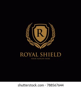Luxury vintage crest logo. Calligraphic royal emblems and elements elegant decor. Vector crest monogram ornament for letter